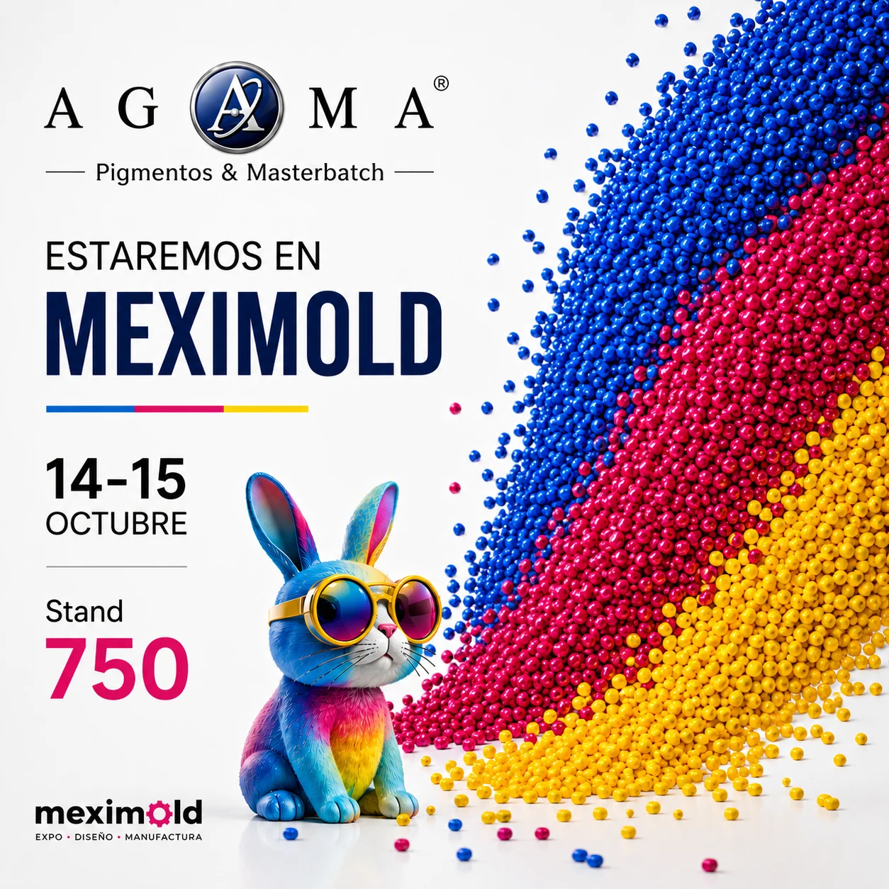 AGAMA estará en Meximold 2026 Querétaro stand 750 con pigmentos y masterbatch